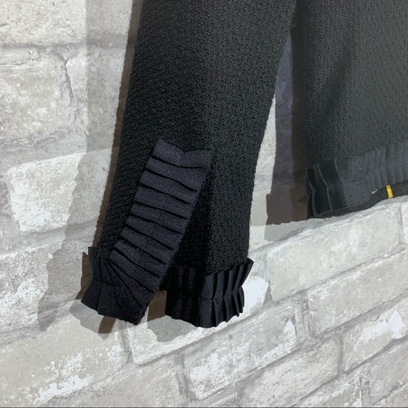 J. CREW WOOL BLEND BLAZER WITH RIBBON TRIM. HOOK AND LOOP CLOSURE. CUFF DETAIL. - Picture 4 of 11